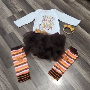 Baby Girls Autumn Winter Thanksgiving Print Cotton outfit size 18/24 mo /90 New